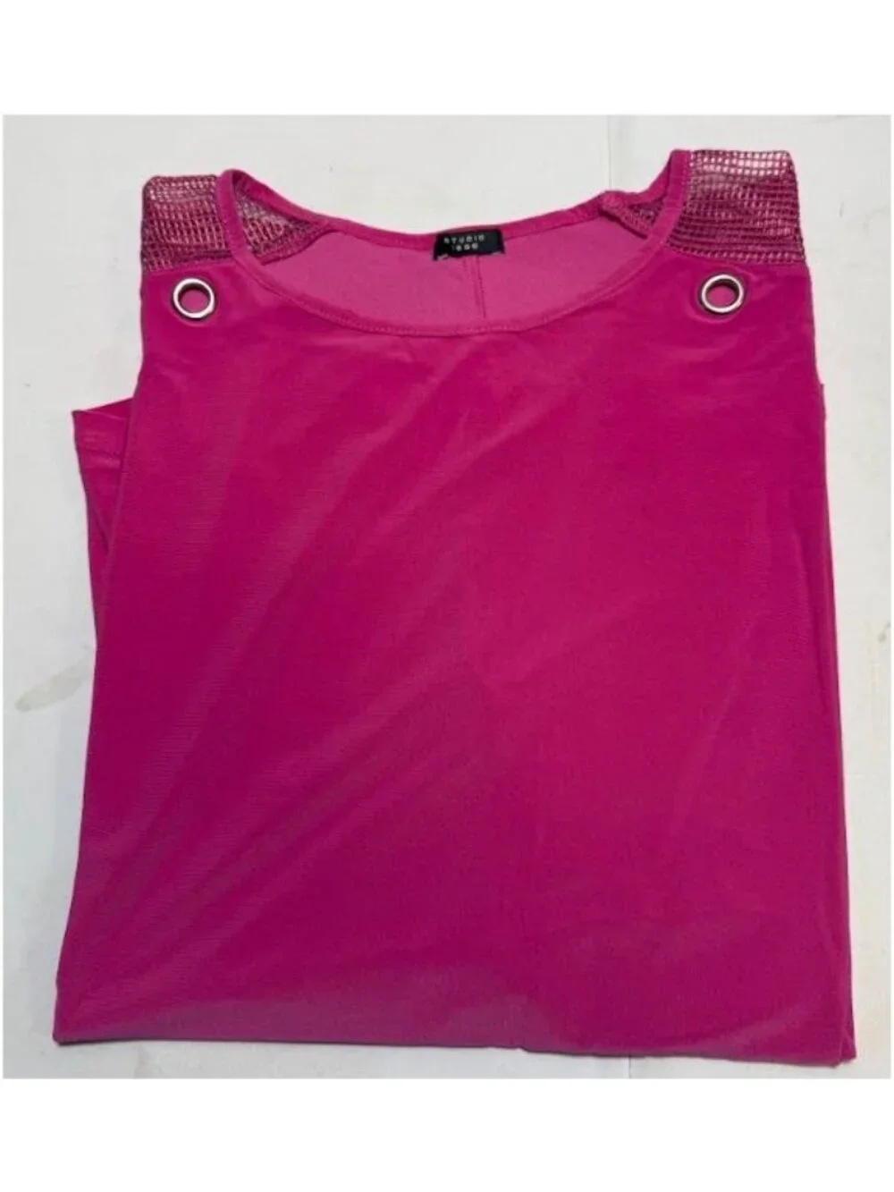 Studio 1886 Womens Short Sleeve Grommet Detail Top Mauve Size Medium - Picture 3 of 9